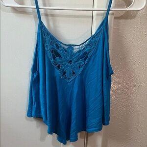 Blue Lace Detail Women's Top